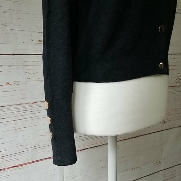 ZARA // gold button grey knit cardigan sweater top - Picture 9 of 16